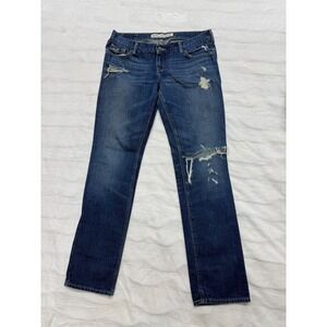 Hollister Jeans Womens 5S Blue Denim Distressed Straight Leg Casual Pants